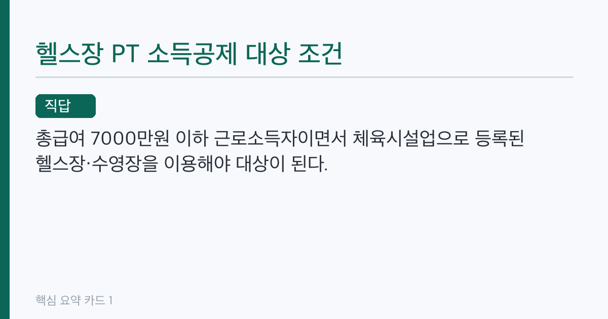 헬스장 PT 소득공제 대상과 한도, 총급여 7천만원·연 300만원 기준