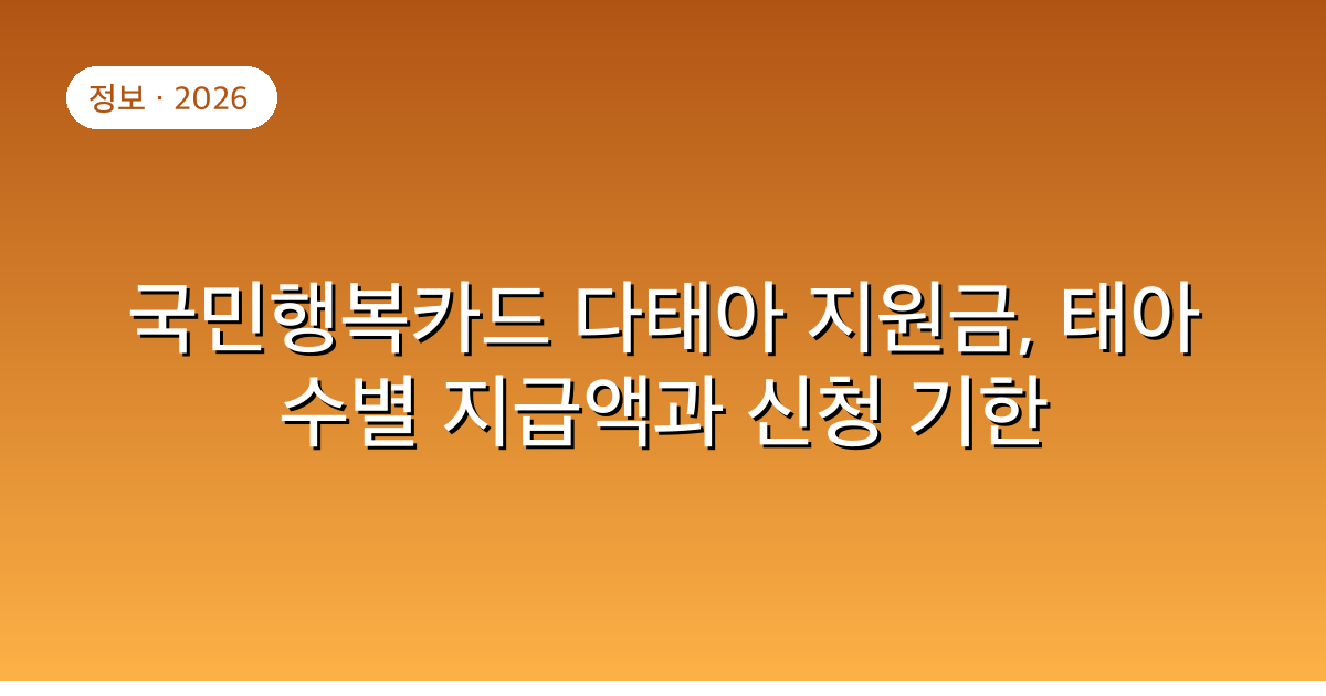 국민행복카드 다태아 지원금, 태아 수별 지급액과 신청 기한