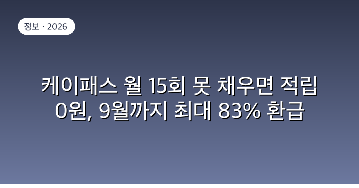케이패스 월 15회 못 채우면 적립 0원, 9월까지 최대 83% 환급